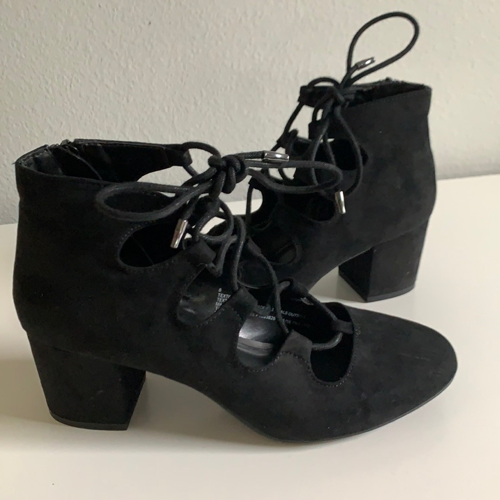 Black lace up booties